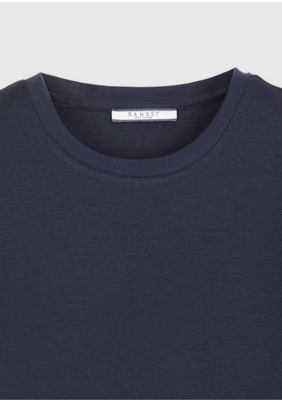 Ramsey Lacivert Düz Pamuk Karışımlı T-shirt