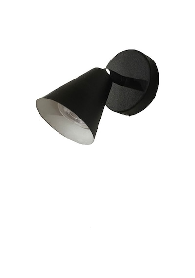 Rsylight Metal Mafsallı Siyah Spot 180 Derece Armatür Aplik Beyaz Led Ampullü Beyaz
