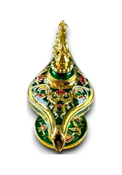 Aladdin Sihirli Lambası Renkli Işlemeli Dekoratif Biblo Alaattin Metal Çelik No:1 - 11x7 CM 728354187