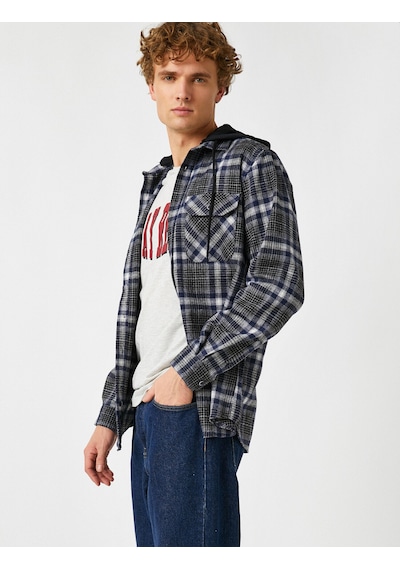 Koton Ekoseli Regular Fit Klasik Yaka Uzun Kollu Gömlek Siyah Ekoseli 1kam61221kw