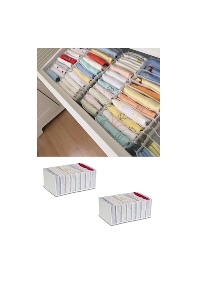 Serstil 2 Adet - Xlarge 8 Gözlü Çekmece Dolap Içi Düzenleyici Akardiyon Organizer 31 X 36 X 12 Beyaz