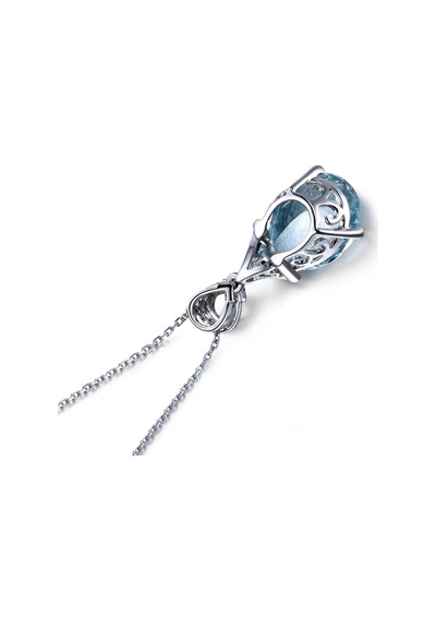 Brezza Lusso Jewelry Gümüş Deniz Mavisi Zirkon Taşlı Damla Kadın Kolye 45 CM