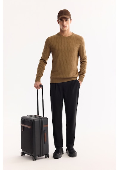 Avva Erkek Kamel Bisiklet Yaka %100 Akrilik Dokulu Triko Regular Fit Kazak E005088 Camel