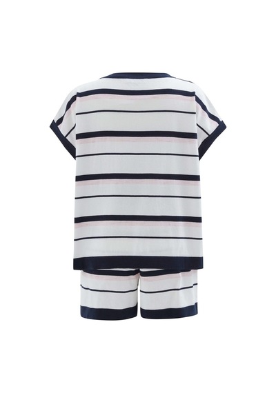 Peraluna Marıne Blouse & Shorts %100 Pamuk Yazlık Kadın Triko Şor Lacivert