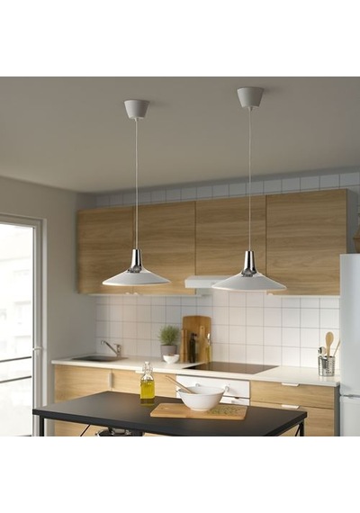 Ikea Fyrtıofyra Sarkıt Lamba, Krom Görünümlü-beyaz, 38 Cm