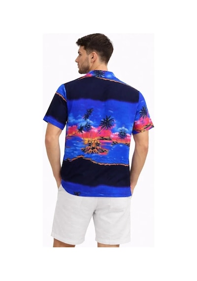 Etiler Collection Erkek Tropikal Ada Manzara Desenli Kısa Kol Gömlek Hawaii Tarz Yazlık Rahat Kalıp - Desenli Etiler Collection Erkek Tropikal Ada Manzara Desenli Kısa Kol Gömlek Hawaii Tarz Yazlık Rahat Kalıp - Desenli