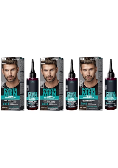 Power Men Anti-grey Toner 3ü1arada Saç Sakal Bıyık 04 Doğal Kahverengi 3 Adet