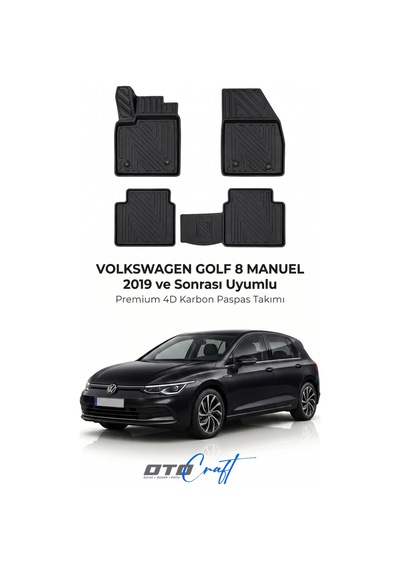 Otocraft Volkswagen Golf 8 Manuel 2019+ Araca Özel 4d Karbon Oto Paspas Havuzlu Tam Set