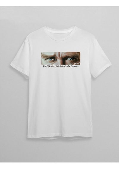 10 Kasım Unisex Atatürk Baskılı T-shirt - Beyaz 001