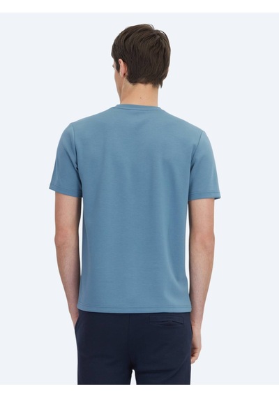 Kip İndigo Düz Bisiklet Yaka T-shirt İndigo
