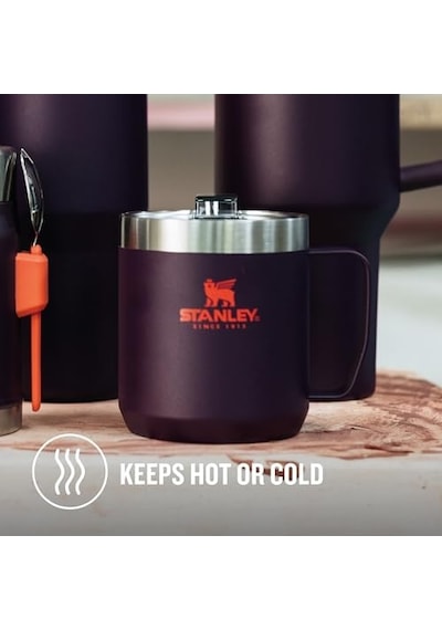 Legendary Camp Mug Paslanmaz Çelik Termos Bardak, Mürdüm Plum , 0.35 Litre Açık Beyaz