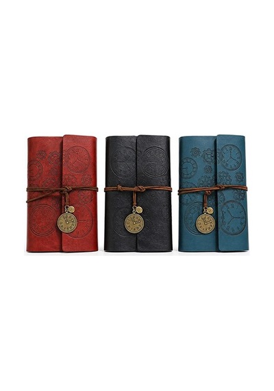 Özel Seri Ofis Eşyası Hediyelik Defter Kahverengi Ajanda Vintage Deri Kapaklı Not Defteri Çok Renkli