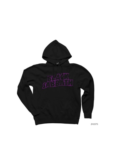 Black Sabbath Outline Siyah Kapşonlu Sweatshirt Hoodie Siyah