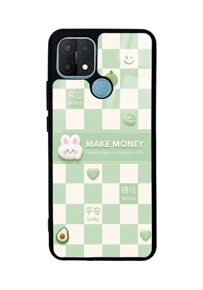 Oppo A15 Green Make Money Tasarımlı Glossy Telefon Kılıfı Mint