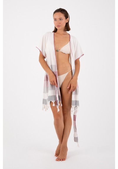 Dokubba - Kimono - Peştemal Kimono - Mikanos Kimono Beyazbordo Beyazbordo