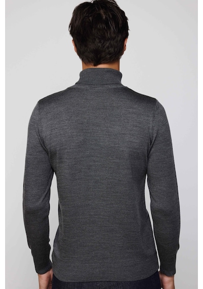 Tudors Slim Fit Dar Kesim Tam Balikcı Yaka Tüylenmeyen Yumuşak Dokulu Gri Erkek Kazak-29108-gri Gri