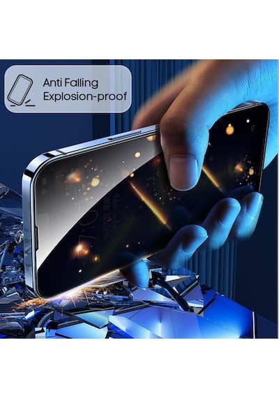 Vendas Apple  Uyumlu iPhone 15 Warrior Privacy Gizleyen Hayalet Temperli Cam Ekran Koruyucu 2 Adet