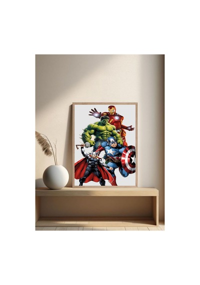 Marvel Doğal Ahşap Çerçeveli Tek Parça Dekoratif Tablo Çok Renkli - 844529338 Çok Renkli