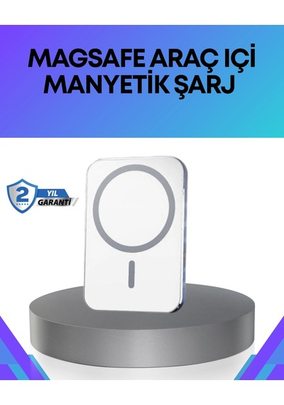 360 Döner Başlıklı Magsafe Araç Telefon Tutucu Hızlı Şarjlı Antrasit Melanj