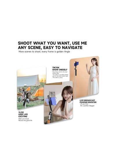 3 Eksen Anti Shake Bluetooth Selfie Çubuğu Tripod 170 Cm, Np-l6s Diğer
