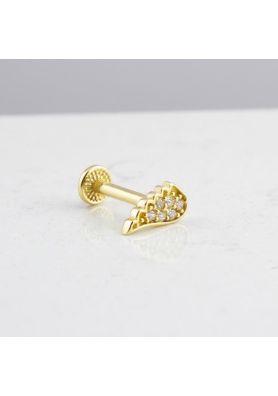 Glorria Altın Melek Kanadı Tragus Piercing Sarı