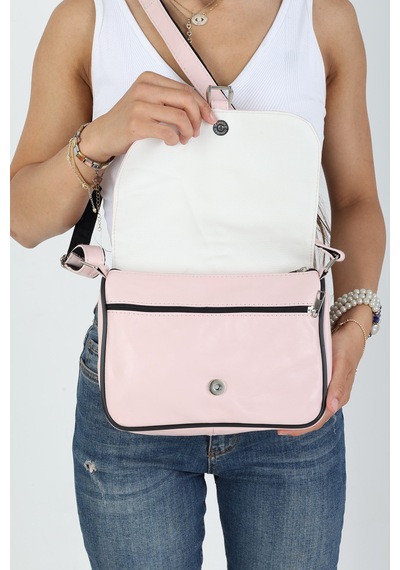 Erzeno Orta Boy Kadın Deri Omuz Ve Postacı Çanta / Günlük Pembe Deri Çanta Pembe - 654934978 Pembe