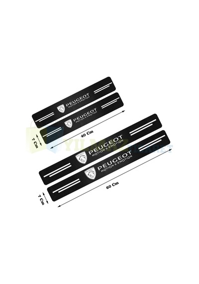 Peugeot Karbon Kapı Eşiği Koruma Oto Sticker 4 Parça