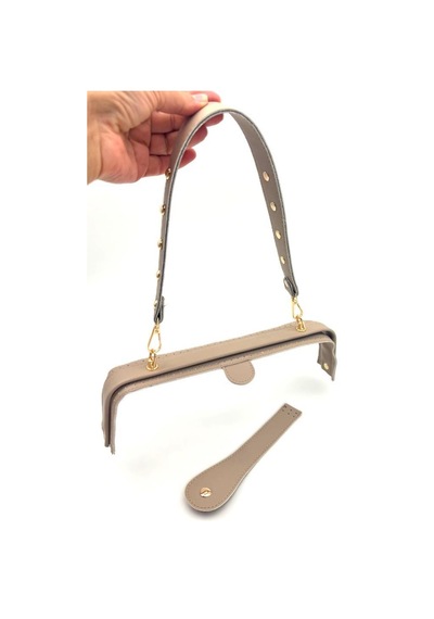 Çanta Aksesuar 28 Cm Lüks Model Çanta Seti Koyu Bej Light Gold Metalli Diğer