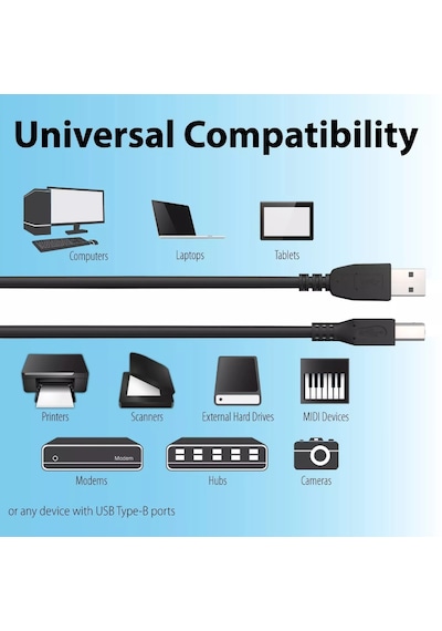 1.5 M Usb Yazıcı Kablosu Usb 2.0 Yazıcı Tarayıcı Kablosu