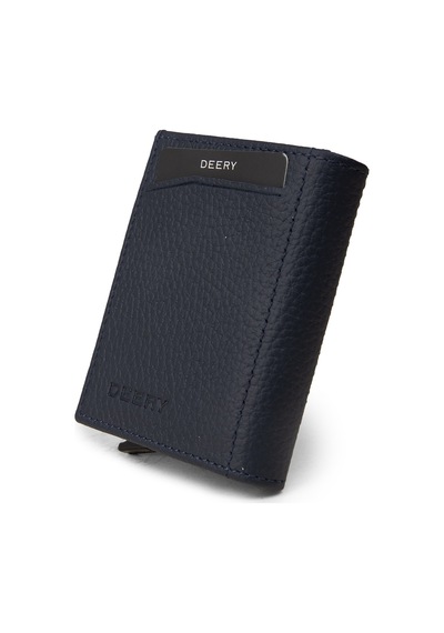 Deery Hakiki Deri Lacivert Mekanizmalı Dikey Erkek Cüzdanı - 00626mlcvz01 Lacivert