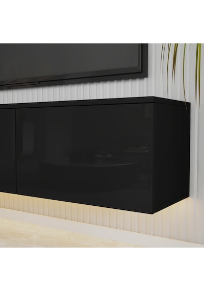 T0020 Alston Duvara Monte Tv Ünitesi Led Işıklı, Modern Tasarım, 160 Cm - Parlak Siyah Parlak Siyah T0020 Alston Duvara Monte Tv Ünitesi Led Işıklı, Modern Tasarım, 160 Cm - Parlak Siyah Parlak Siyah