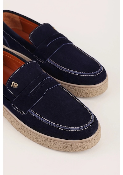 Gondol Erkek Hakiki Deri Casual Flötr Ayakkabı Moc-toe Cz.464 Lacivert