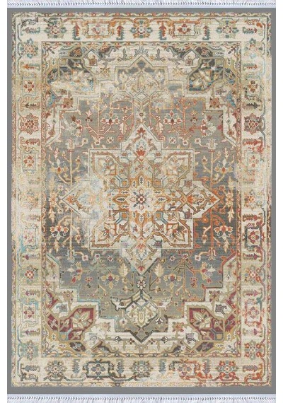 Toprak Klasik Göbekli Dokuma Pamuk Taban Kaymaz Kilim Klm096n11