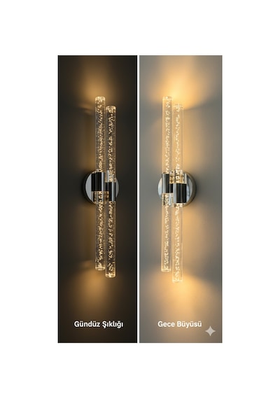 Bubbleflux Dubble Large 51 Cm Modern Tasarım Led Aplik - Duvar Lambası - Antrasit Gri - Pilli - Günışığı Antrasit Pilli
