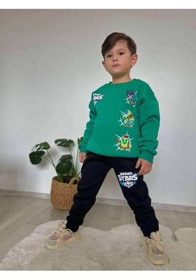 Cg Kids Brawl Stars Temalı Erkek Çocuk 3 İplik Şardonlu Alt Üst Takım Süper Kalite Kumaş Sırt Baskı Yeşil Cg Kids Brawl Stars Temalı Erkek Çocuk 3 İplik Şardonlu Alt Üst Takım Süper Kalite Kumaş Sırt Baskı Yeşil