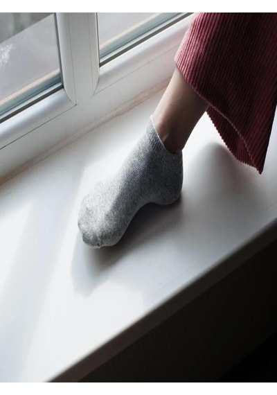 Ozzy Socks 12 Çift Kadın Gri Bambu Görünmez Sneaker Spor Ayakkabı Çorabı Gri