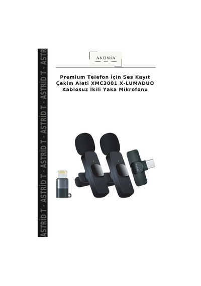 Premium Telefon İçin Ses Kayıt Çekim Aleti Xmc3001 X-lumaduo Kablosuz İkili Yaka Mikrofonu