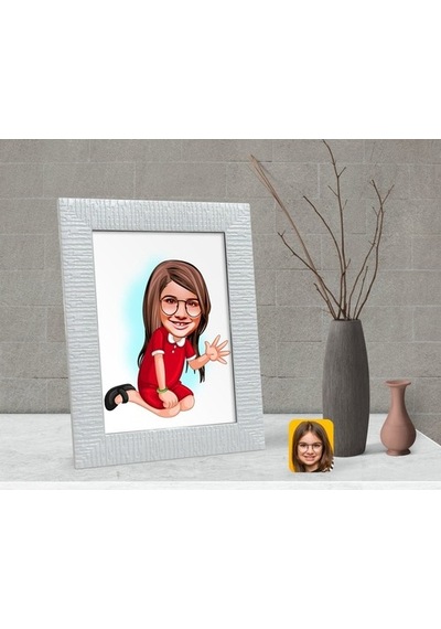 Kişiye Özel Kız Çocuk Karikatürlü Dekoratif Çerçeve-2