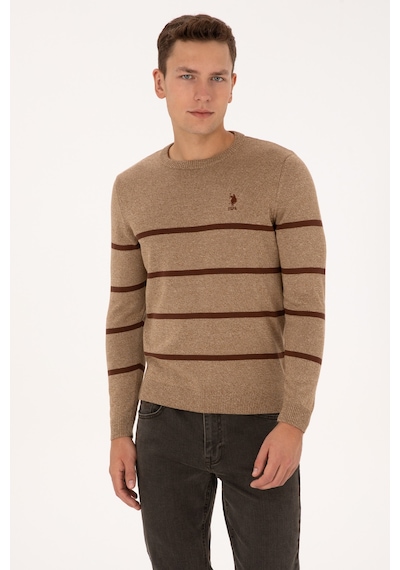 U.S. Polo Assn. Erkek Slim Fit Bisiklet Yaka Haki Kazak 50314976-VR027