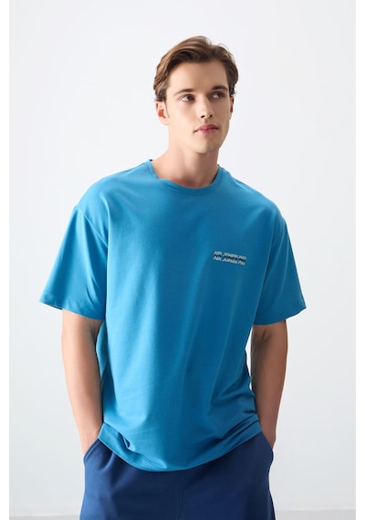 Air Jones Tommy Life Petrol Mavi Pamuklu Kalın Yumuşak Dokulu Oversize Fit Baskılı Erkek T-shirt - 88375 Petrol Mavi Air Jones Tommy Life Petrol Mavi Pamuklu Kalın Yumuşak Dokulu Oversize Fit Baskılı Erkek T-shirt - 88375 Petrol Mavi