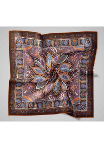 Silk Home Twill İpek Eşarp 11476-25 Acı Kahve, Turuncu, Mavi, Mor, Beyaz