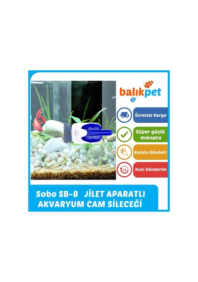 Sobo Sb-8 Jiletli Mıknatıslı Akvaryum Cam Sileceği