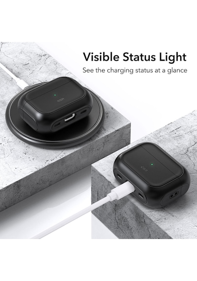 Apple AirPods Uyumlu Pro 2 2019/2022/2023 Halolock Magsafe Orbit Hybrid Case Siyah Siyah