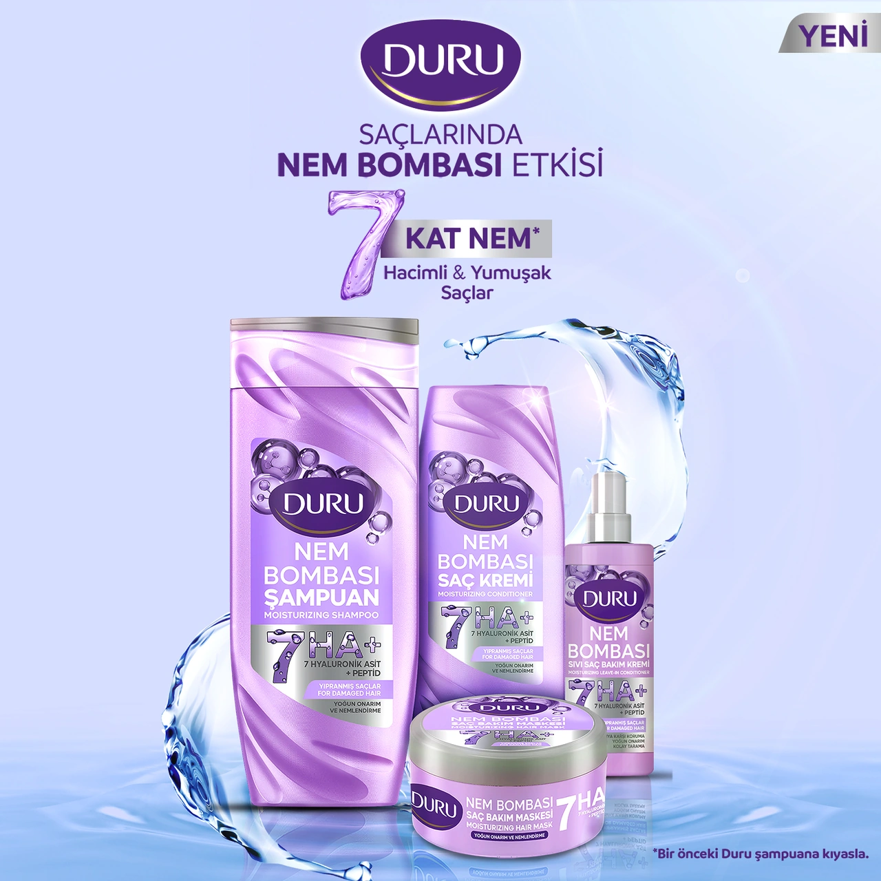 Duru Nem Bombası Yıpranmış Saçlar İçin Yoğun Onarıcı Ve Nemlendirici Şampuan 3x400 Ml Yıpranmış