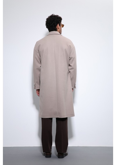 Antioch Kuşaklı Oversize Erkek Kaban Taş