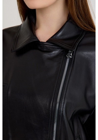 Oversize Bayan Deri Ceket Vb-23-bk-2143-22609 Siyah