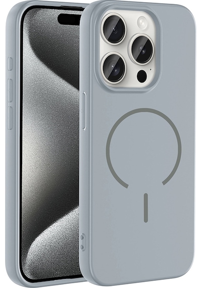 Apple Uyumlu iPhone 15 Pro Max Kılıf M-safe Şarj Özellikli Mkst Meta Kapak - Titanyum-gri Gri