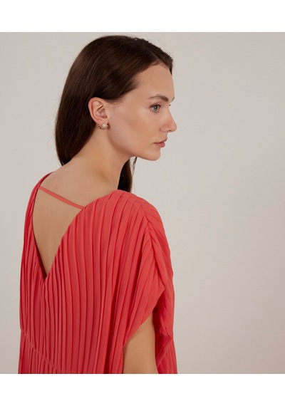 Yargıcı V Yaka Elbise Turuncu