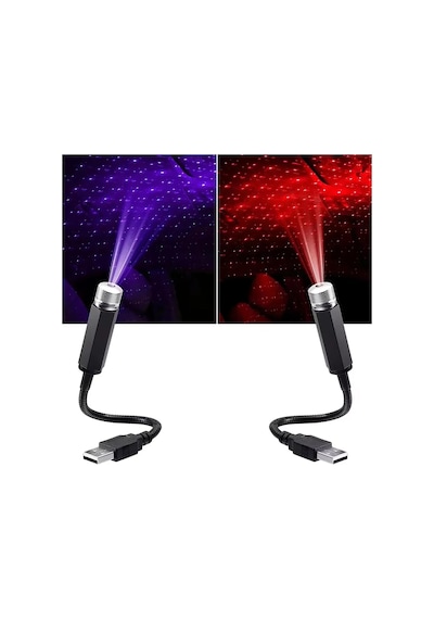 Upway Usb Lazer Yıldız Projektörü 2 Adet Kırmızı Mor Gece Lambası Oto Aksesuarı Diğer