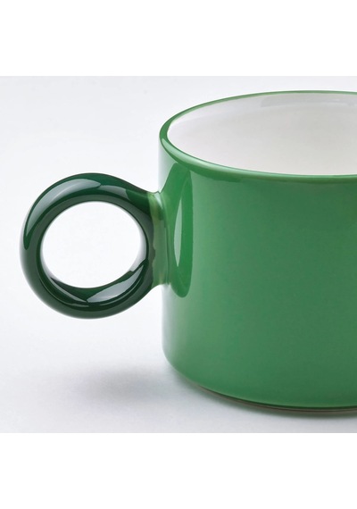 Ikea Pıggål Seramik Kupa Seti 7 Cm 300 Ml Beyaz - Yeşil 2 Parça